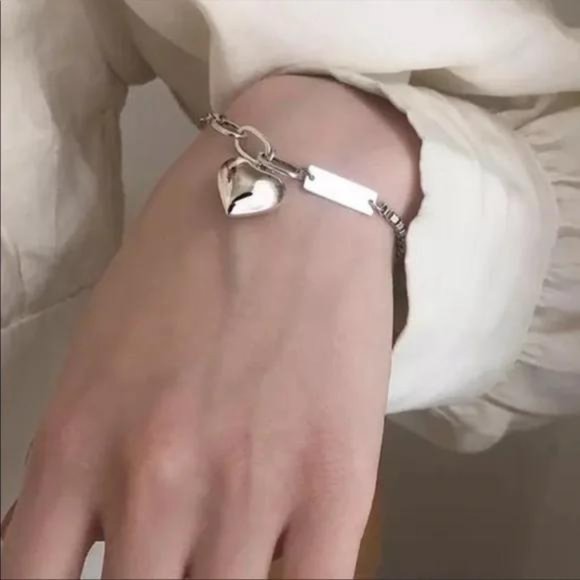 HEART 925 STERLING SILVER BRACELET, NICE BRACELET, CUTE BRACELET - Picture 2 of 5